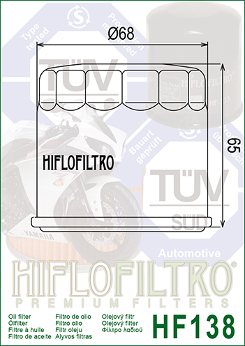Hiflo HF-138 Suzuki GSX-R600 Yağ Filtresi