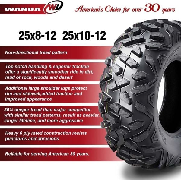 Wanda Set 25x8-12 ve 25x10-12 P350 6PR Atv Ön Arka Takım