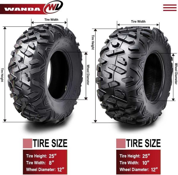 Wanda Set 25x8-12 ve 25x10-12 P350 6PR Atv Ön Arka Takım