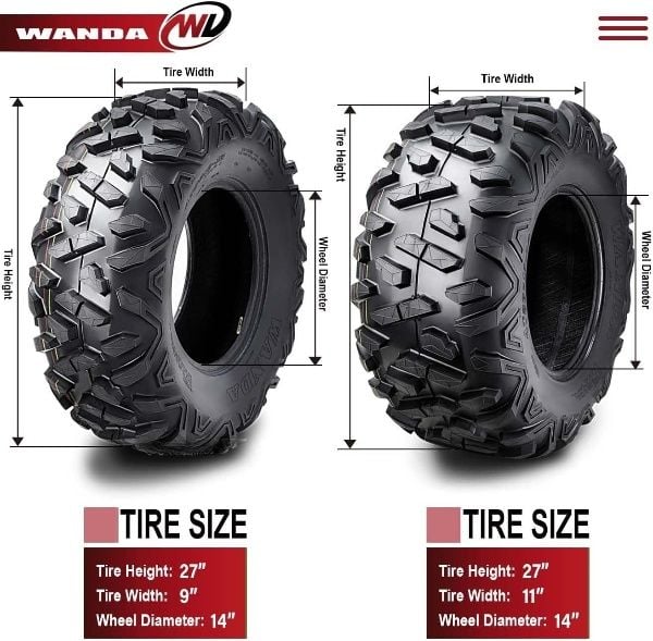 Wanda Set 27x9-14 ve 27x11-14 P350 6PR Atv Ön Arka Takım