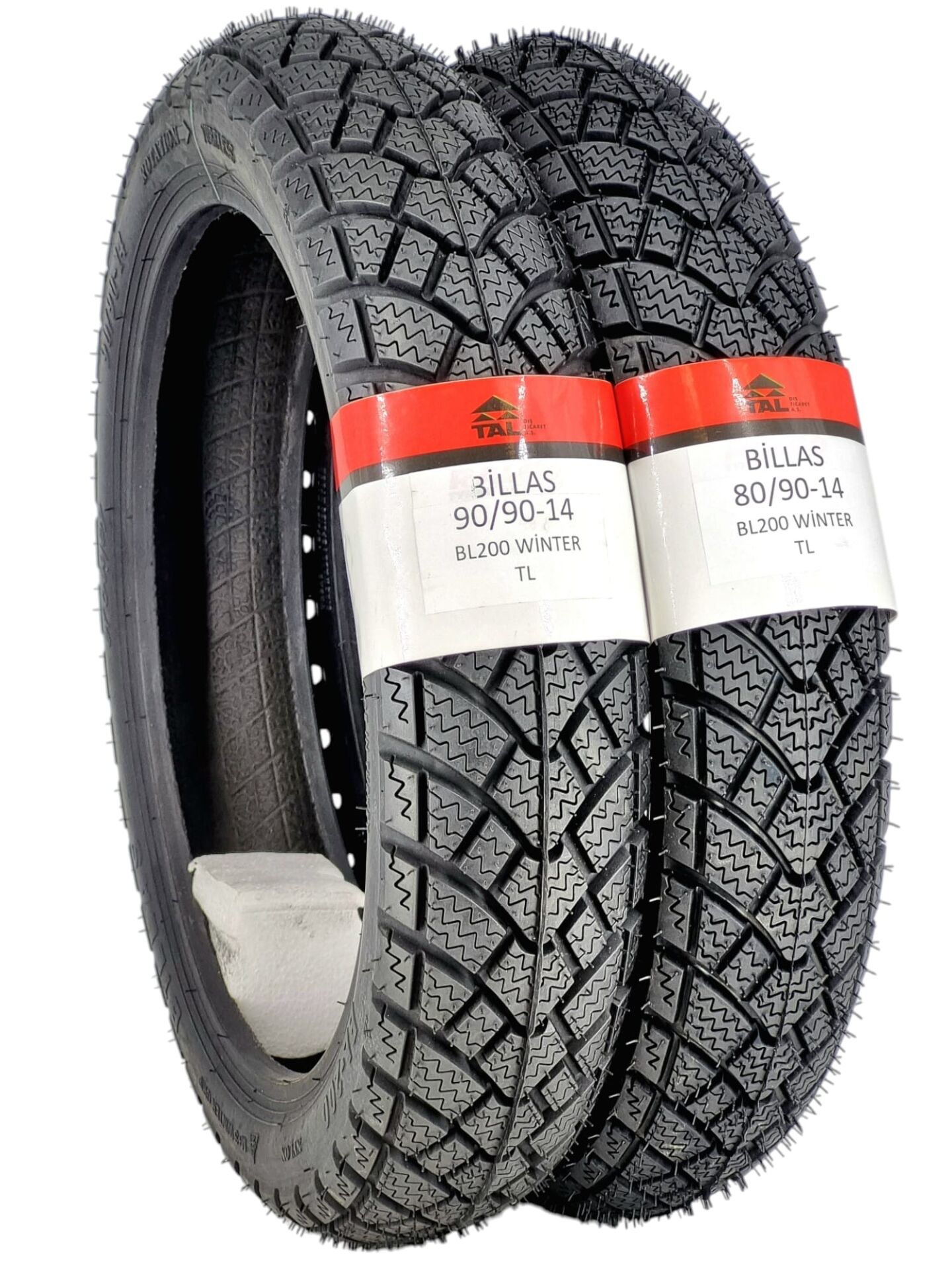 Billas Set 80/90-14 ve 90/90-14 BL200 TL 4PR Motosiklet Kış Lastiği Ön Arka Takım