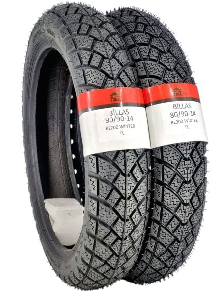 Billas Set 80/90-14 ve 90/90-14 BL200 TL 4PR Motosiklet Kış Lastiği Ön Arka Takım