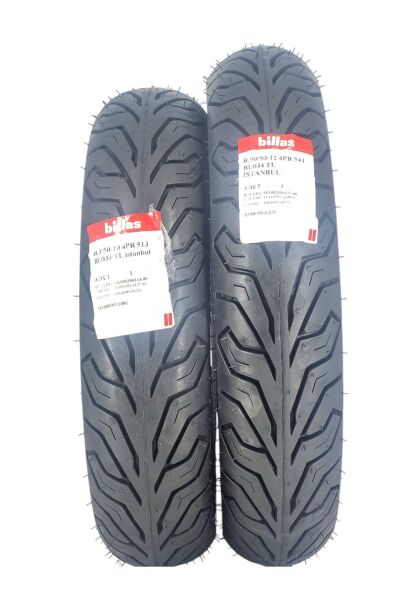 Billas Set 90/90-12 ve 100/90-10 BL034 TL 4PR Motosiklet Lastiği Ön Arka Takım
