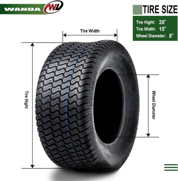 Wanda 20x10.00-8 P332 6PR Çim Traktörü Golf Lastiği