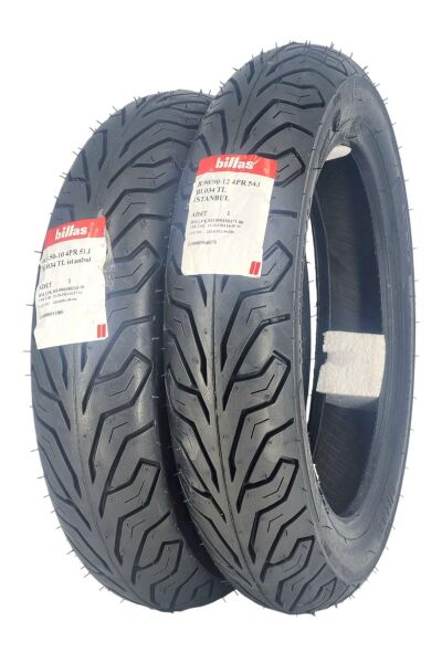 Billas Set 90/90-12 ve 3.50-10 BL034 TL 4PR Motosiklet Lastiği Ön Arka Takım