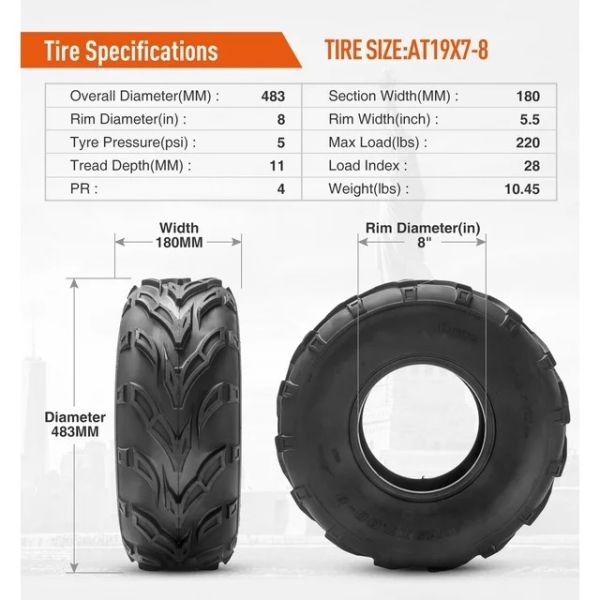 Wanda 19x7-8 P361 4PR Atv Ön Lastik