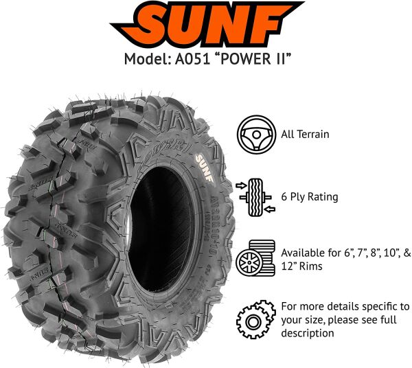 SunF 22X10-9 A051 Power II 6 Kat Atv Arka Lastik